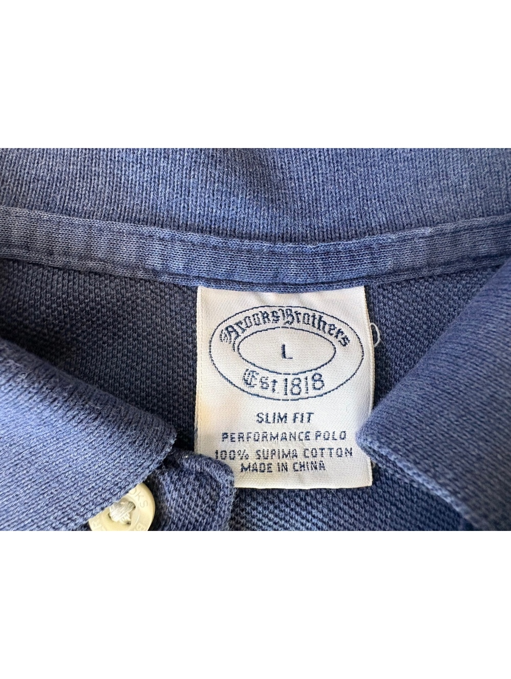 Brooks Brothers Men’s Large Slim Fit Supima Cotton Long Sleeve Polo Blue - Picture 4 of 5